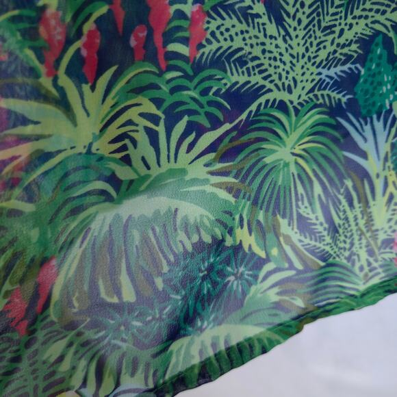 Show Me Your Mumu Swim Cover Top Womens S Green Tropical Semi Sheer Pullover - Picture 4 of 7